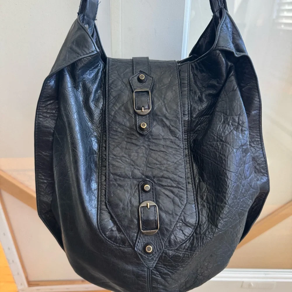 Balenciaga Motocross Black Leather Hobo Bag - Picture 2 of 8